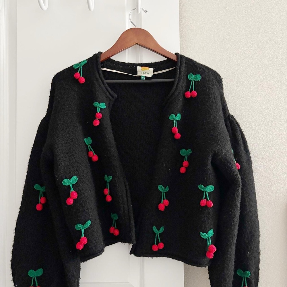 Farm Rio Black Cherry Embroidered Sweater